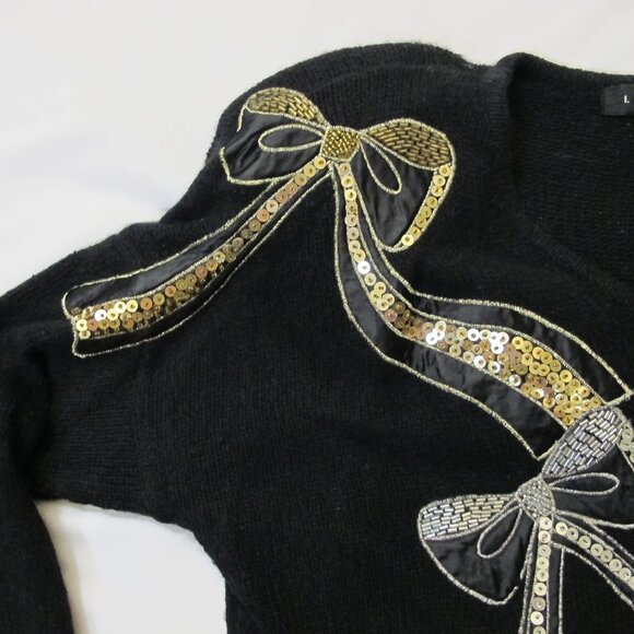 Holiday black silk/angora blend sweater   S - Picture 3 of 9
